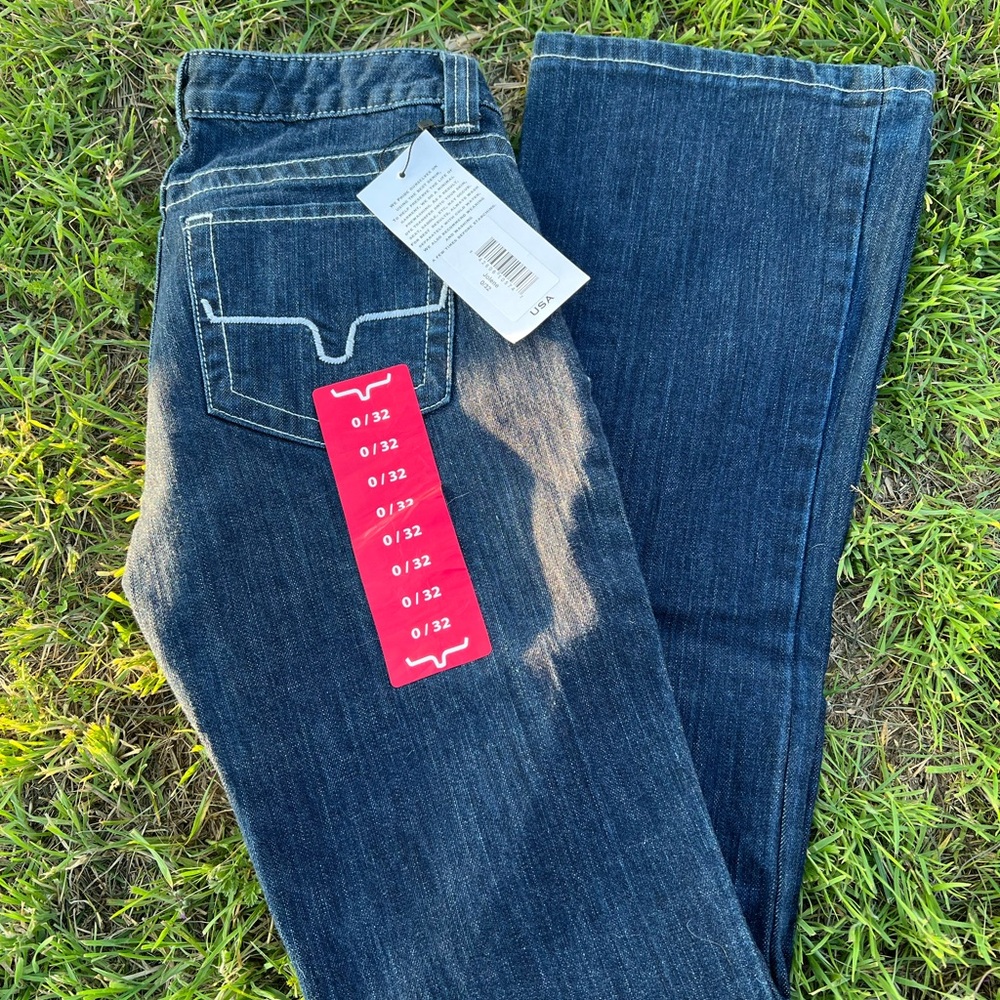 Kimes Ranch Dark Blue Boot Cut Jeans with White Stitching